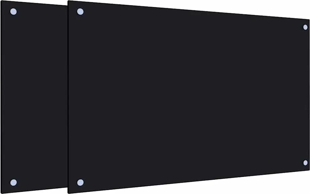 vidaXL 2 db fekete edzett üveg konyhai falburkoló 80 x 50 cm