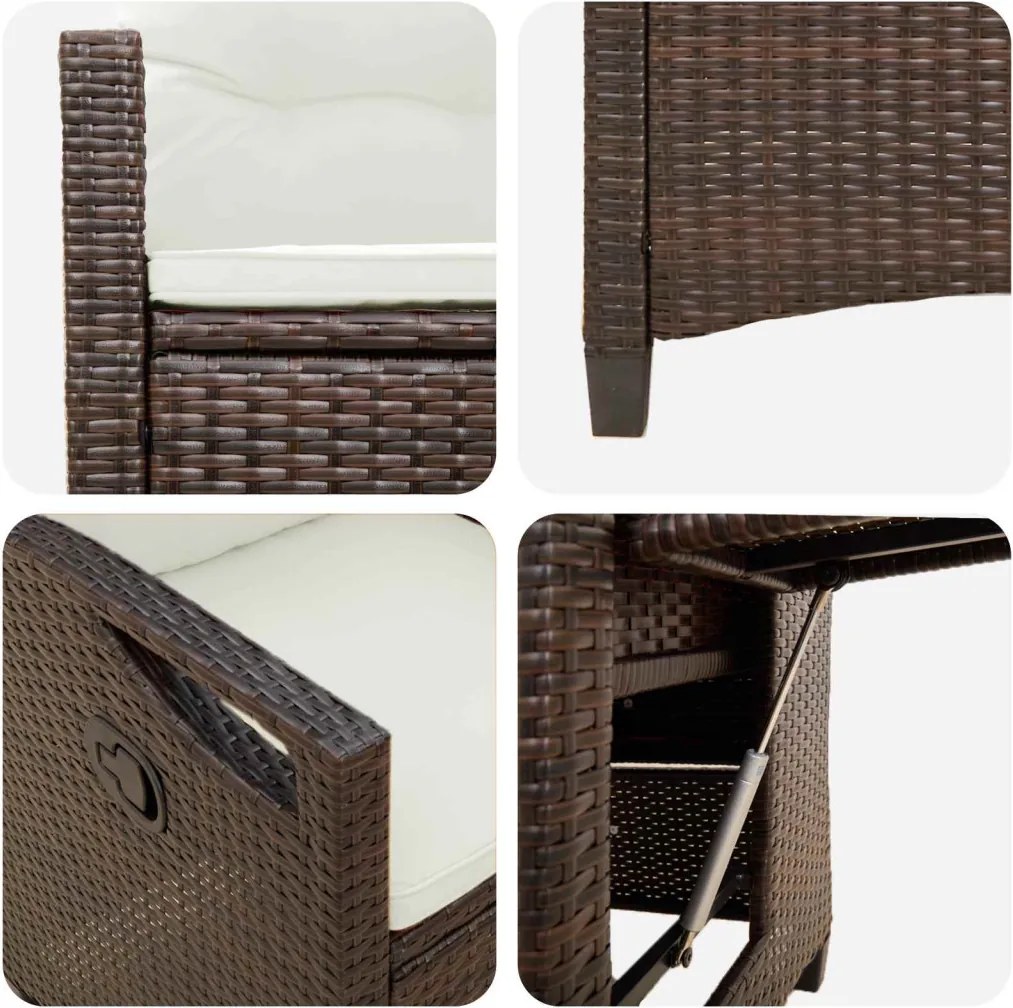 Fekvő Kerti Szék Barna és Krém 56 x 60 x 112 cm polirattan