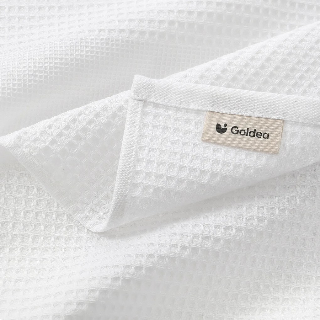 Goldea karácsonyi hímzett waffle konyharuha - fagyöngy fehér alapon 50 x 70 cm