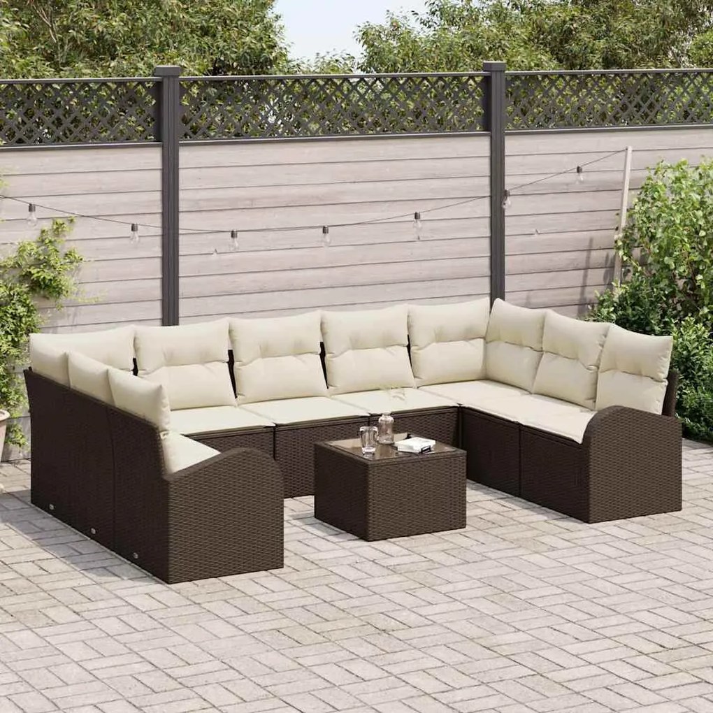 Kerti Kanapé Szett 10 pcs Barna Poli rattan