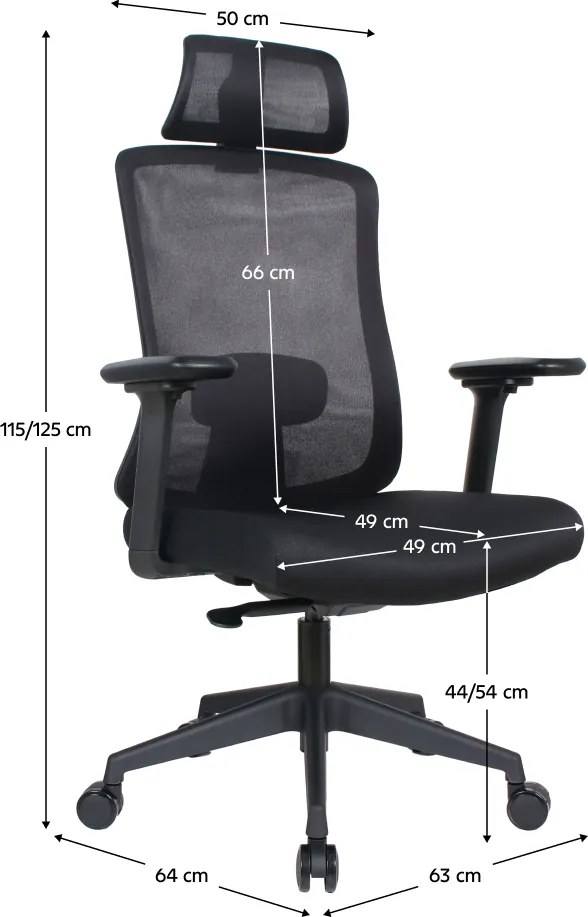 Irodai szék, fekete, teherbírás 150 kg, ROSANO