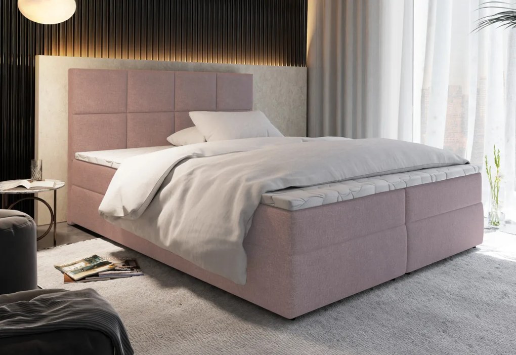 LENY kárpitozott boxspring ágy, 140x200, kronos 19