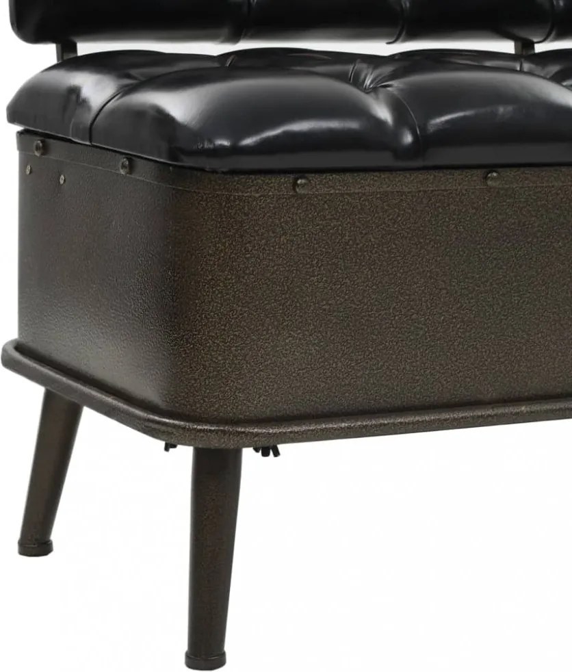 Műbőr tárolópad háttámlával 120 x 52 x 75 cm