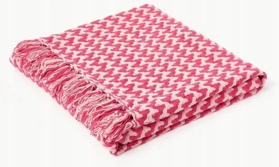 Kézzel szőtt pamut takaró rojtokkal Lioba