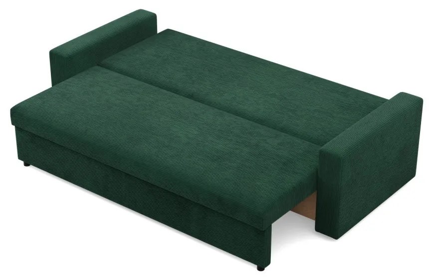 Zeus kanapéágy, kordbársony, bonell töltet, egyenes kartámasz, zöld