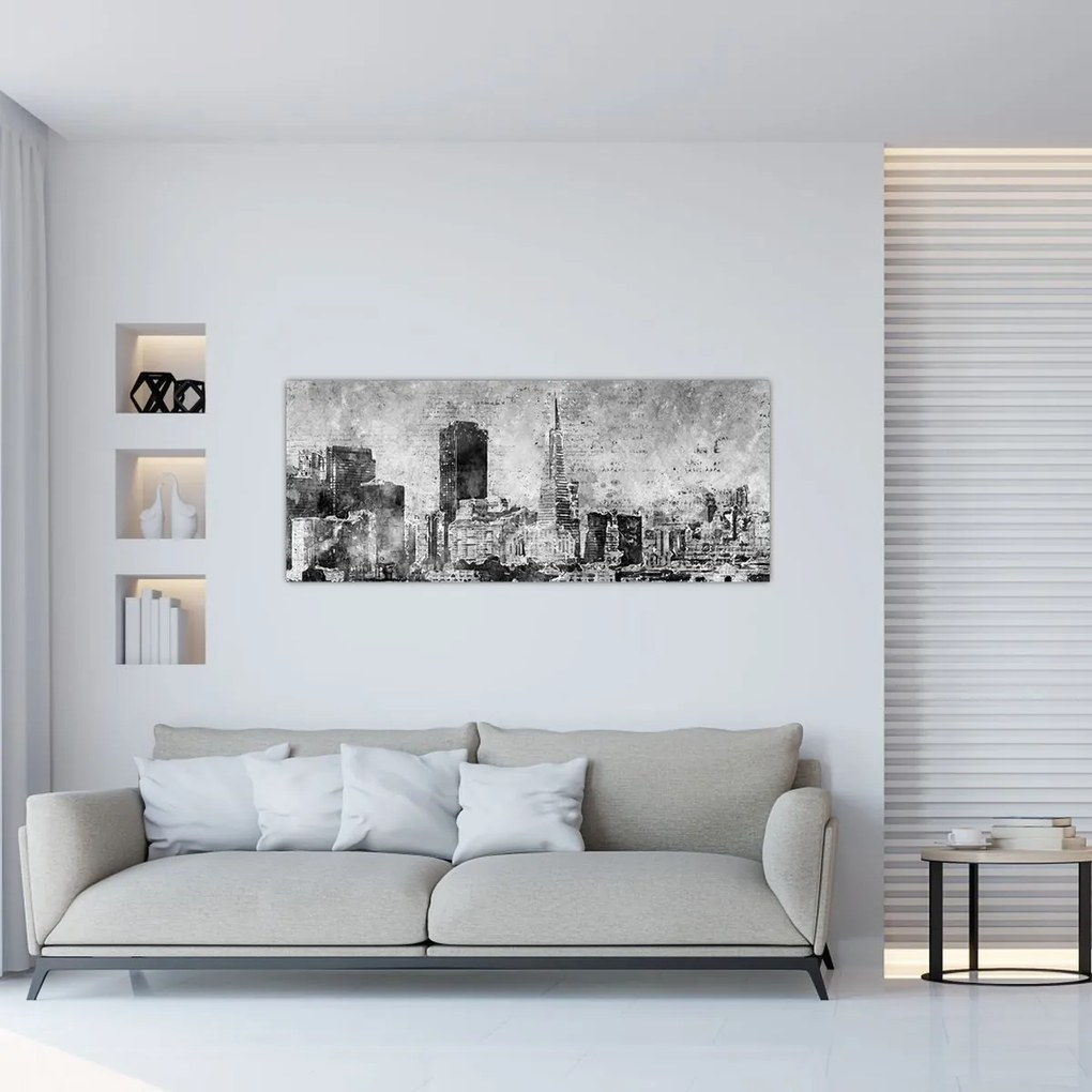 Kép - Kávé művészeti város (120x50 cm)