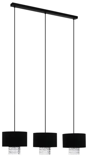 Eglo 39978 - Csillár zsinóron SAPUARA 3xE27/40W/230V fekete