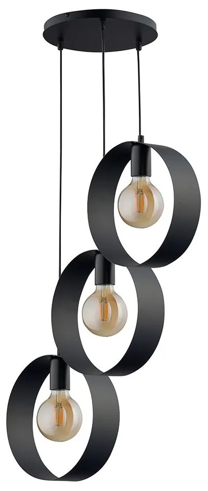 Csillár zsinóron HAPPY 3xE27/60W/230V fekete