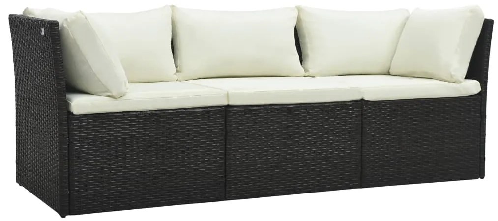 4 részes barna polyrattan kerti bútorszett párnával