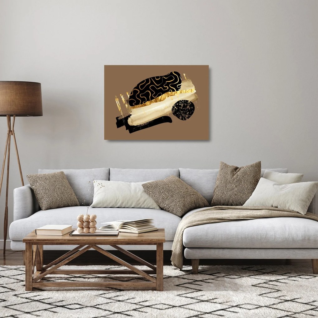 Üveg kép - Absztrakció aranybarna N⁰3 (70x50 cm)