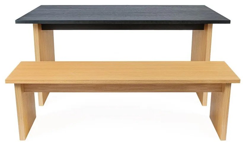 Étkezőasztal tölgyfa dekoros asztallappal 90x160 cm Stripe – Woodman