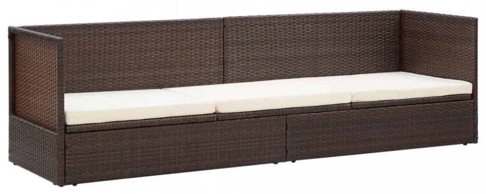 barna polyrattan kerti ágy hát- és ülőpárnákkal