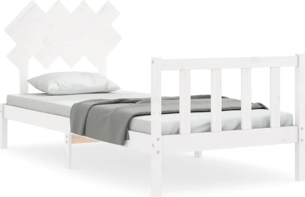 vidaXL fehér tömör fenyőfa ágy matrac nélkül 90 x 200 cm