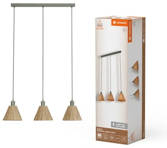 Ledvance - Csillár zsinóron DECOR RAFFIA 3xE27/15W/230V raffia háncs