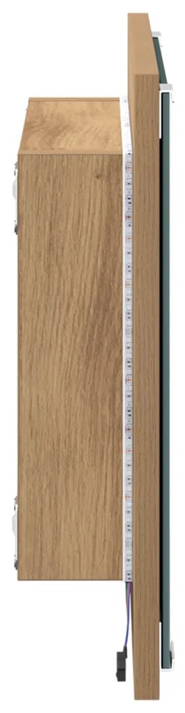 LED Fürdőszobai Tükör Művész Tölgy 40x8.5x37 cm Műgyanta fa