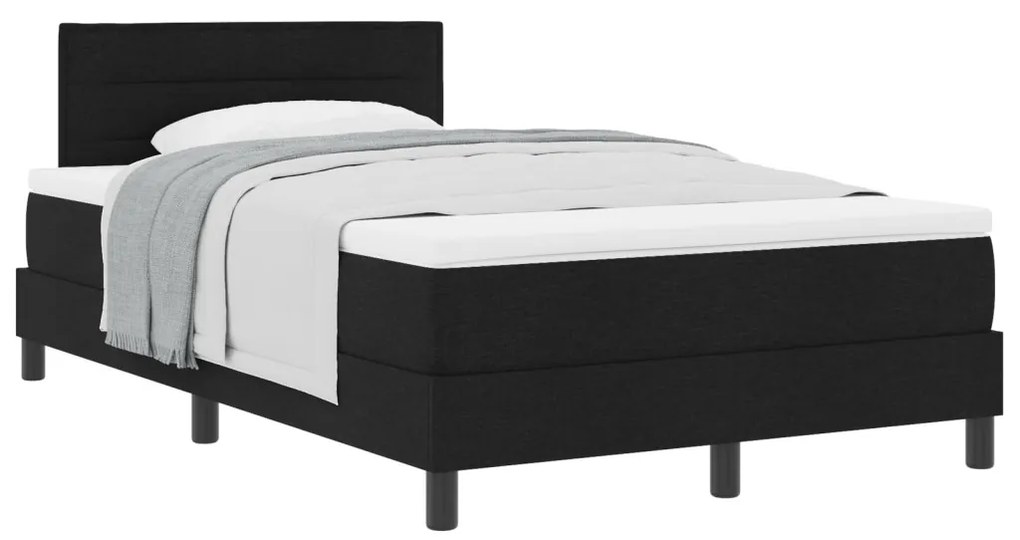 Box Spring Ágy Matraccal Fekete 120x200 cm Szövet