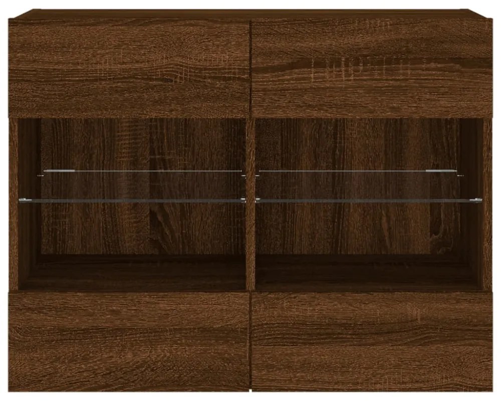 barna tölgyszínű fali TV-szekrény LED-del 78,5x30x60,5 cm