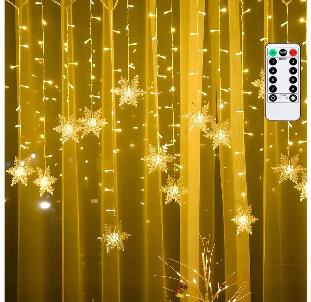 Aigostar - LED kültéri karácsonyi fényfüzér 120xLED/6W/230V/8 funkció 3x0,7m IP44 meleg fehér+távirányító