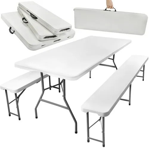 Összecsukható kerti asztal 180 cm + 2 pad