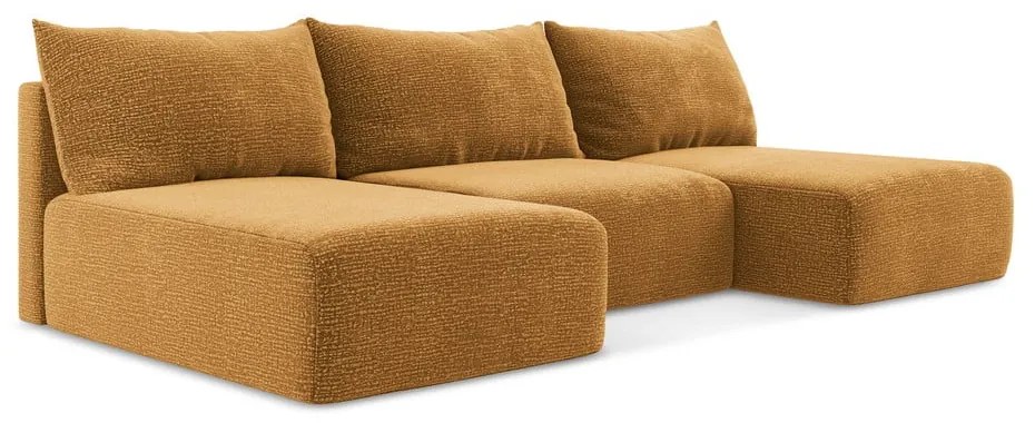 Narancssárga kinyitható-tárolóhelyes sarokkanapé Kalena – Makamii