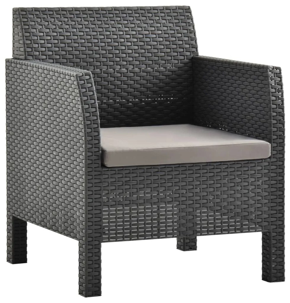 vidaXL antracitszürke rattan kerti szék párnával 63 x 65 x 76 cm PP rattan