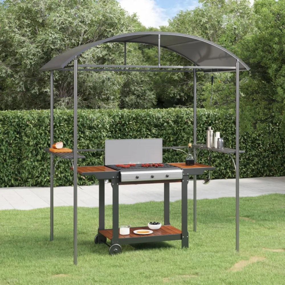 antracit acél grillező pavilon oldalsó polcokkal 220x115x230 cm