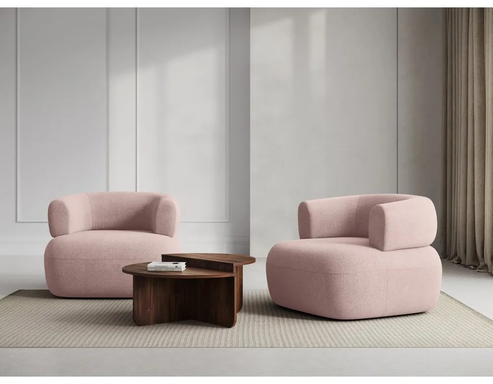 Világos rózsaszín buklé fotel Jenny – Micadoni Home