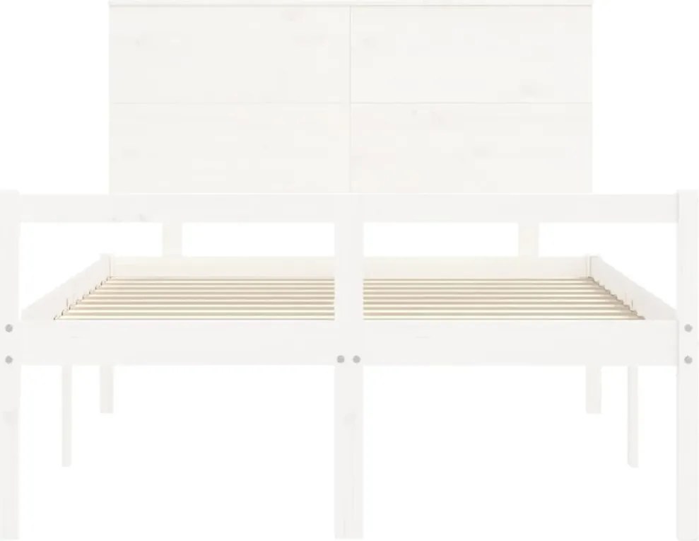 Fehér tömör fa ágy időseknek fejtámlával 140x190 cm