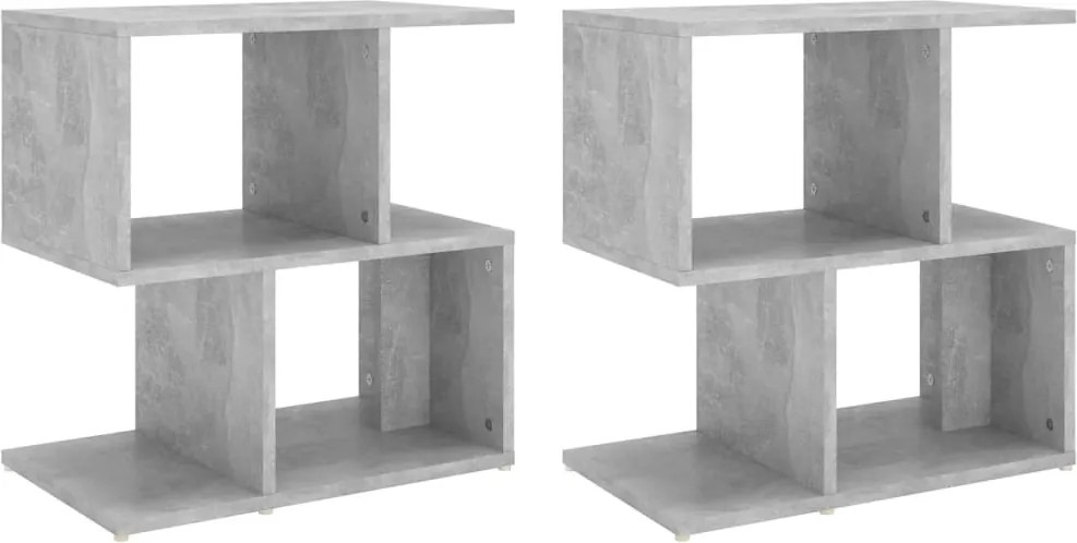 vidaXL 2 db betonszürke szerelt fa éjjeliszekrény 50 x 30 x 51,5 cm