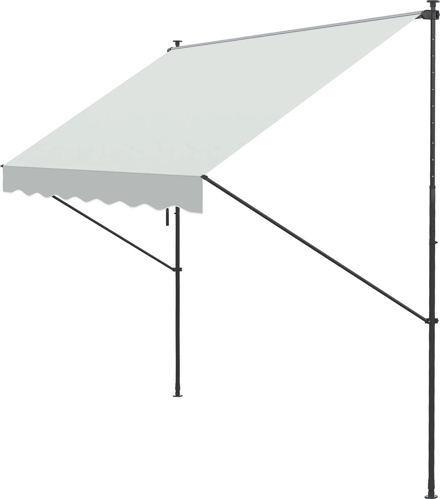 Outsunny Kihúzható Kézi Napernyő 3x1.75 m Kültéri Terasznápernyő Magasságállítás Karral 210-310 cm Fúrás Nélkül Balkonra Kertbe Krém | Aosom