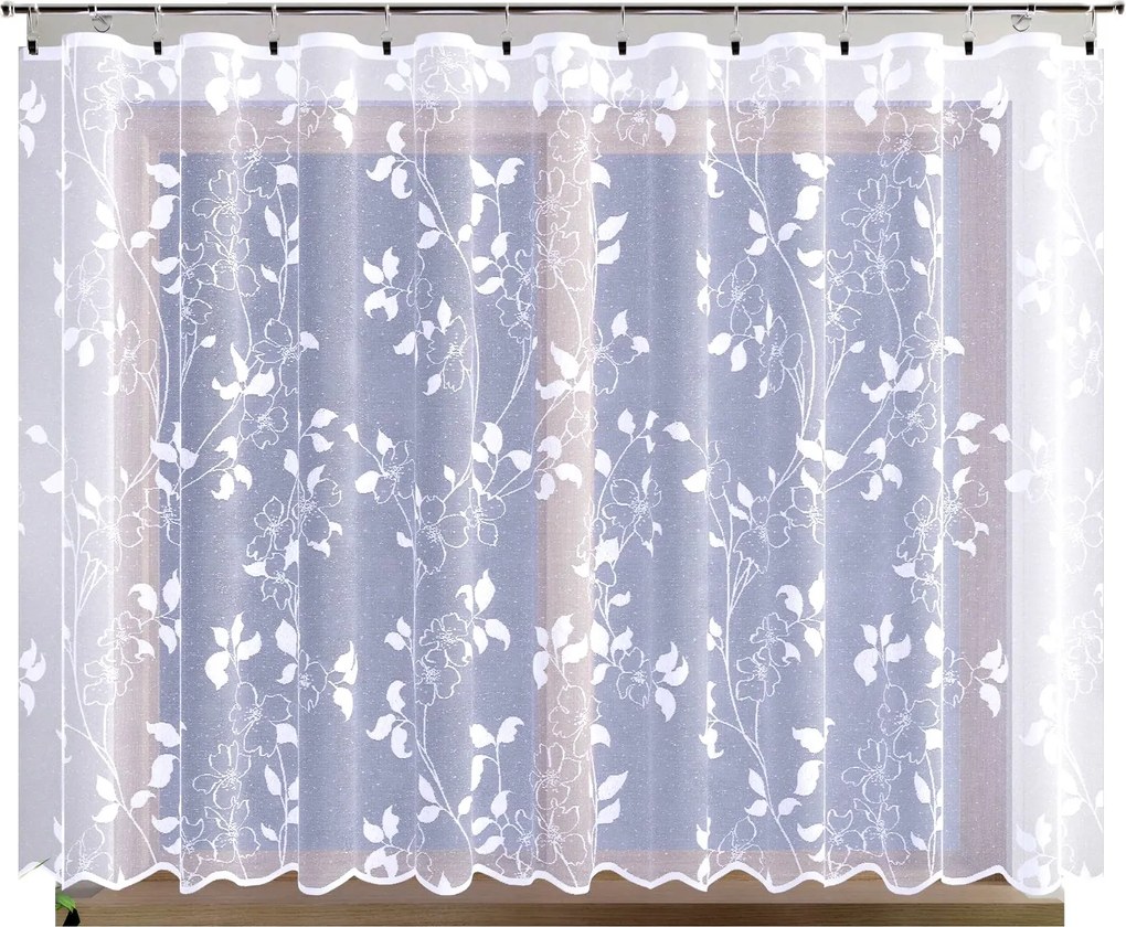 Jacquard függöny 250x155cm-es méretben 115106 egyenes virágmintás (szegélyekkel)