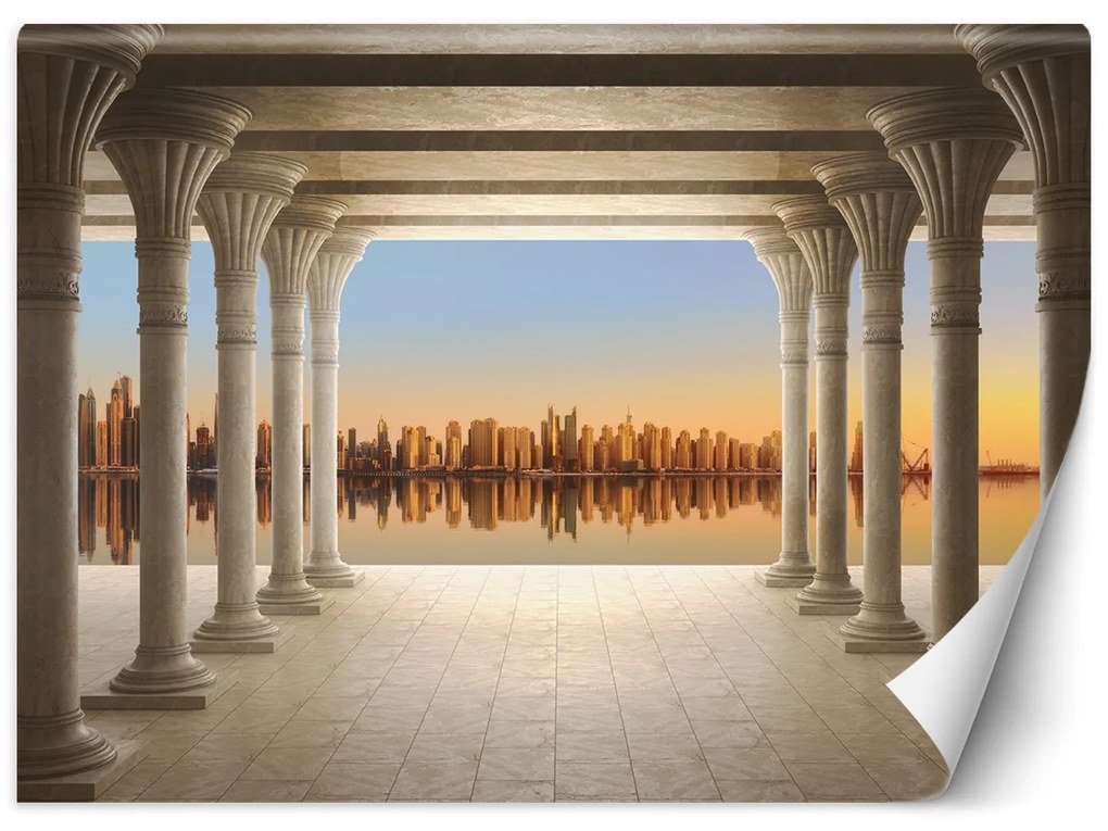 Gario Fotótapéta Colonnád a városra nézo kilátással Anyag: Vlies, Méret: 400 x 280 cm