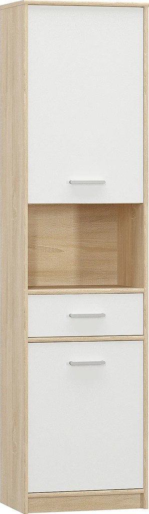 Könyvespolc 2D1S, fehér/tölgy sonoma, TEYO