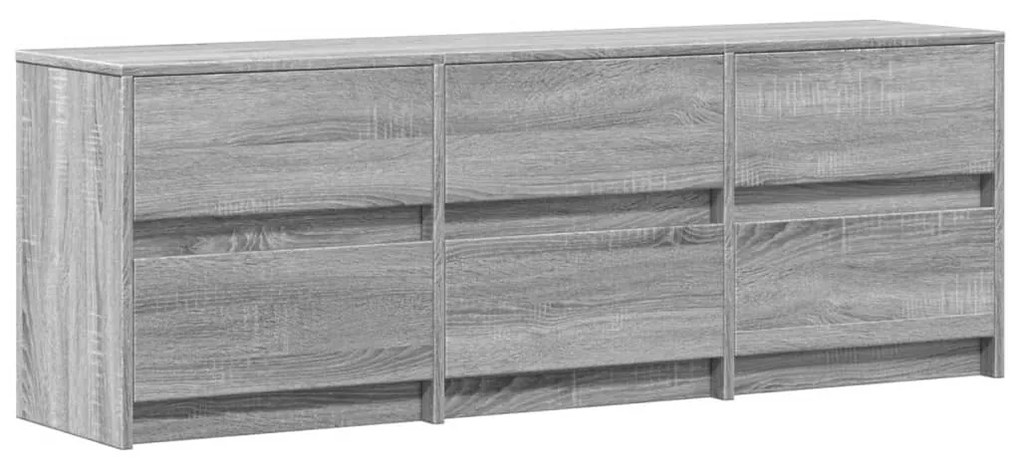 szürke sonoma színű szerelt fa LED-es TV-szekrény 140x34x50 cm