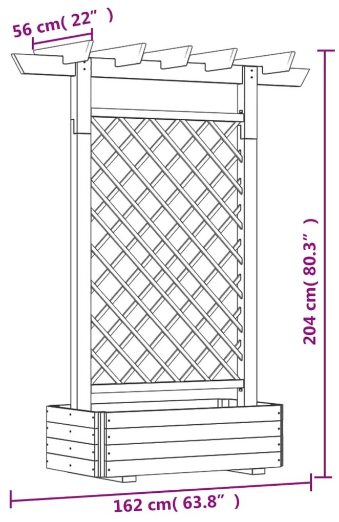 Fa virágtartó pergola 162 x 56 x 204 cm