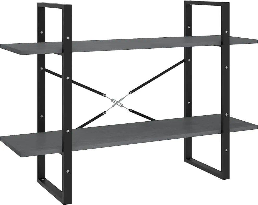 vidaXL kétszintes szürke tömör fenyőfa könyvszekrény 100 x 30 x 70 cm