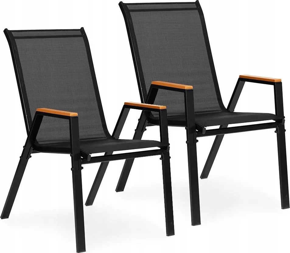 2 db-os kerti szék szett terasz erkélyre fekete MultiGarden Multi