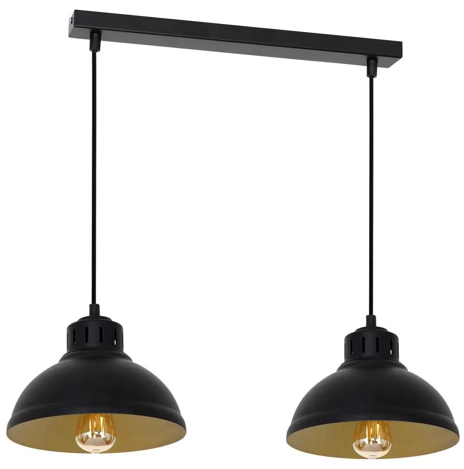 Luminex Csillár zsinóron SVEN 2xE27/15W/230V fekete/arany LU9143