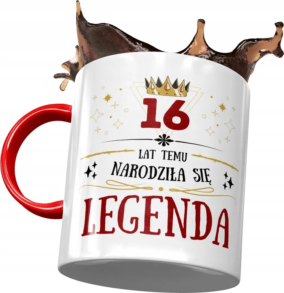 Piros Bögre Születésnapra 16 16. 16. Ajándék Nyomtatott Fotóval