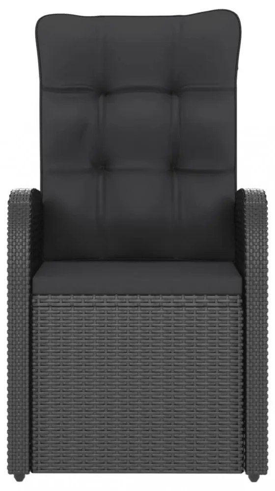 7 részes fekete polyrattan kültéri étkezőszett párnákkal