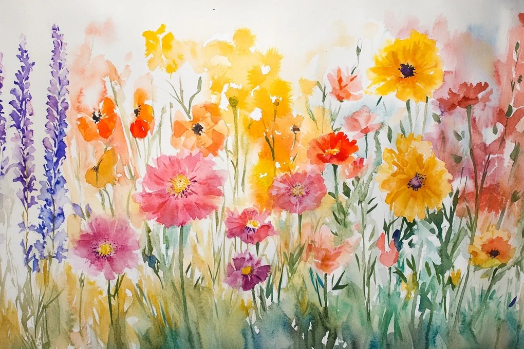 Fotótapéta Flizelina Kert Rét Virágágyás Színes Virágok Nyár 368x254 ragasztó