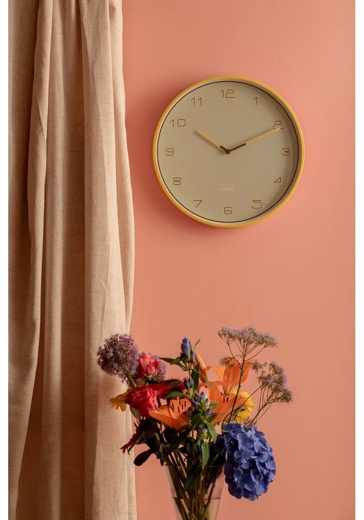 Karlsson 6013BY design falióra, sárga, átmérő: 40cm