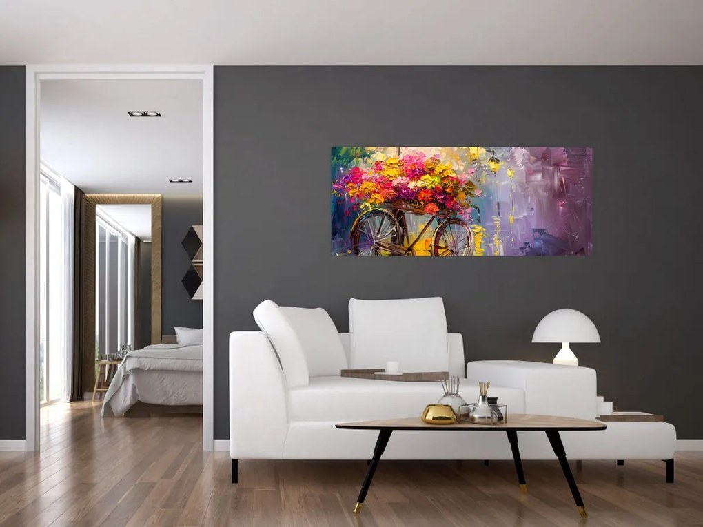 Kép - Kerék virágokkal (120x50 cm)