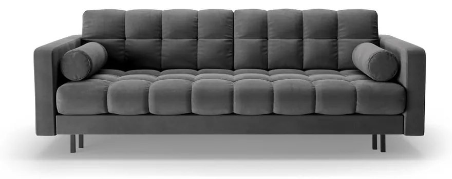 Sötétszürke bársony kinyitható tárolóhelyes kanapé 222 cm Bali – Cosmopolitan Design