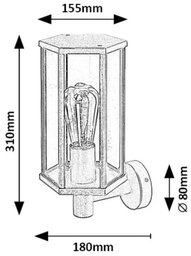 Rabalux 7239 - Kültéri fali lámpa DUBROVNIK 1xE27/40W/230V IP44