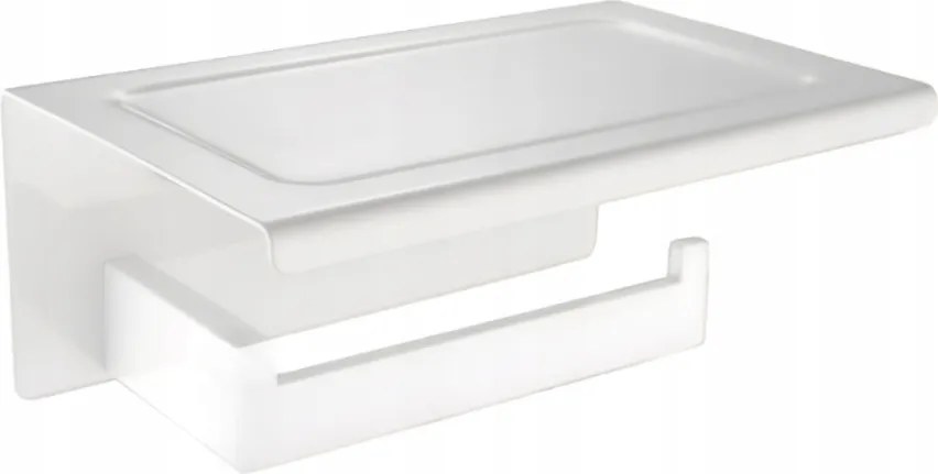 Falra Szerelhető Wc Papír Tartó Fürdőszobába Polccal, Rozsdamentes Acél, Fehér