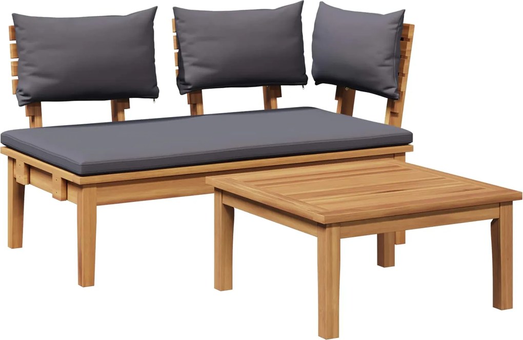 vidaXL Kerti pad 2 pcs Szürke és Barna Tömör tíkfa