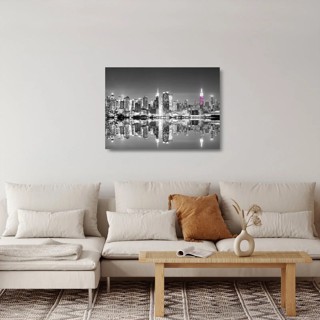 Üveg kép - New York és a lila felhőkarcoló (70x50 cm)