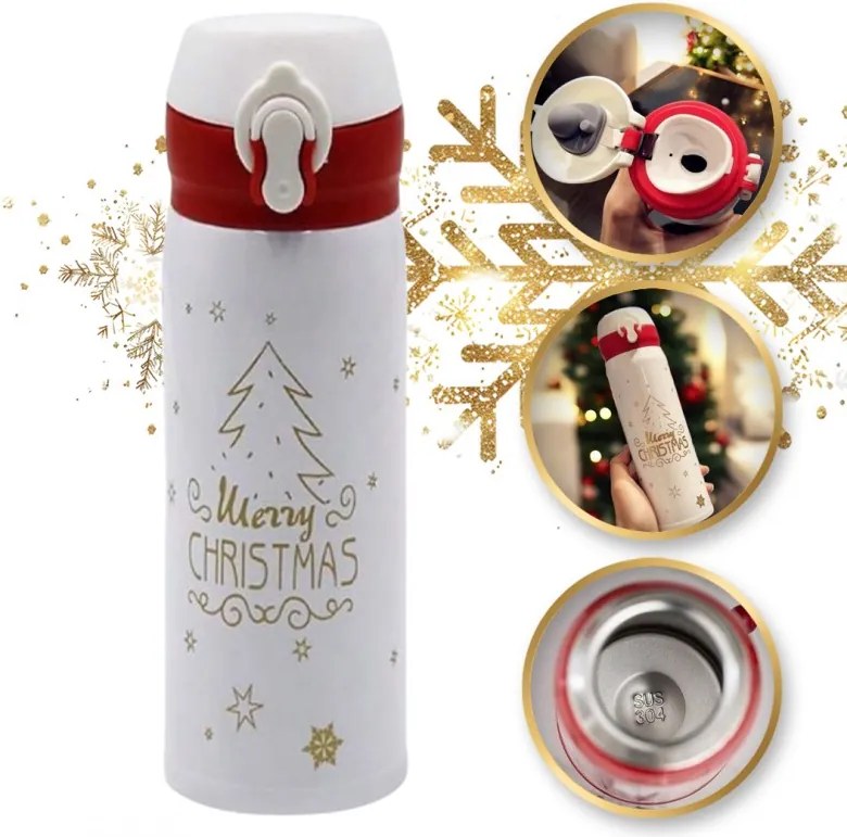 eCa BD39B karácsonyi termosz 500 ml, fehér