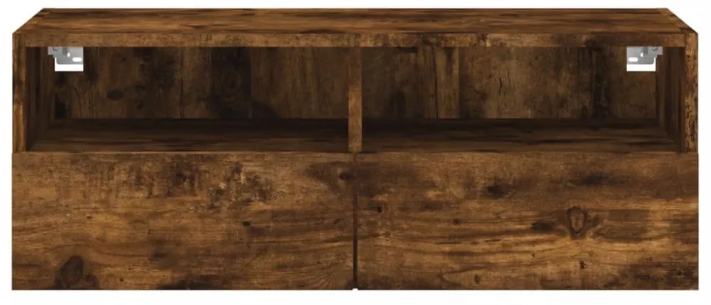 füstös tölgy színű szerelt fa fali TV-szekrény 80 x 30 x 30 cm